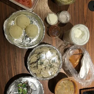 Mashed potatoes, Chicken Noodle Soup, Airan, Pelmeni 25 pc, Solyanka Soup