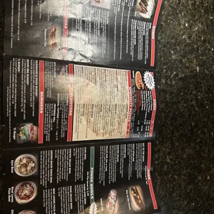 a menu for a pizza restaurant
