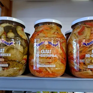 a variety of pickled vegetables