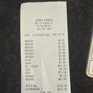 The sausage at the end was supposed to be $15.65 and the cashier conveniently mistakenly entered the wrong number.