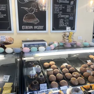 a variety of pastries on display