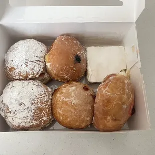 Strawberry and crème, prune, raspberry and rosehip paczki