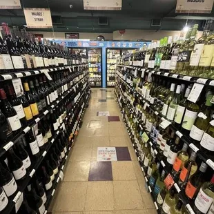 rows of wine bottles