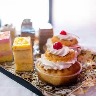 a variety of desserts