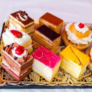 a variety of desserts