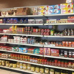 the shelves of a grocery store