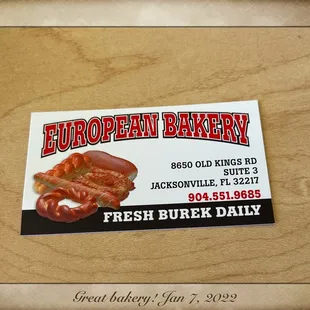 Business card. Please check them out and tell them that Goldie sent you!