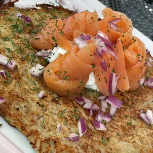 Salmon potato pancake