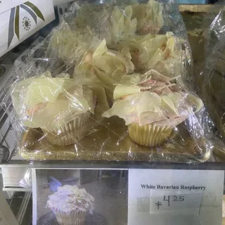 White Bavarian Raspberry Cupcake
