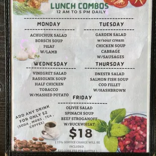 Lunch menu