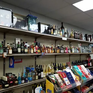 shelves of various types of liquor