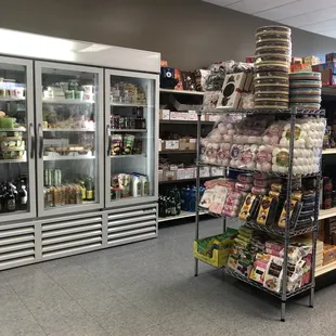 shelves of food and beverages