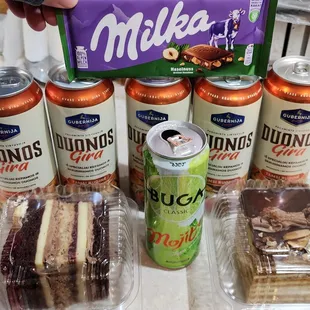 Another hazelnut Milka bar, more Kvass, no Spezi - trying Buga, two cake slices (3/16/23)