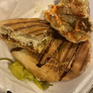 Chicken sandwich Was tasty. I always Get Turkey pesto &amp; another sammie to try or just eat. Usually prosciutto but Had to try this. Tasty!