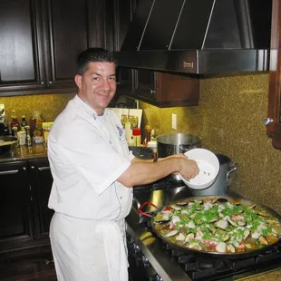 Paella is a specialty and customer favorite.