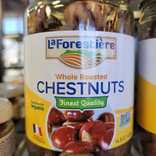 a jar of whole roasted chestnuts