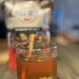 a glass of bourbon