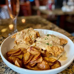 Fried Chicken and Biscuits with Alligator Sausage Gravy