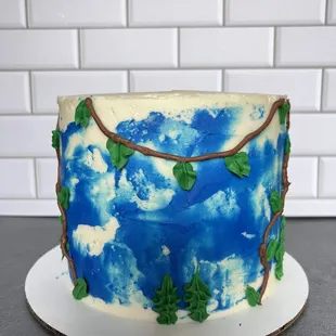 Hand-Painted Jungle-Themed Birthday Cake