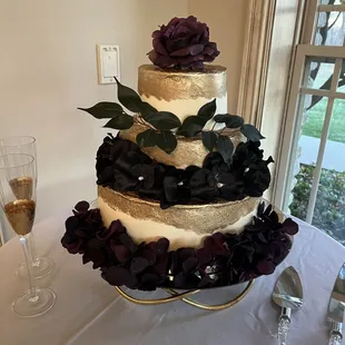 Custom Wedding Cake with Gold Accents