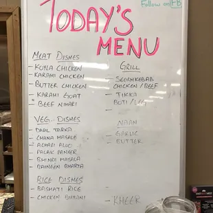 Menu changes everyday