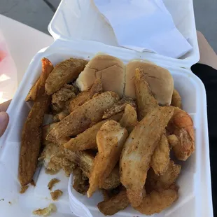 a tray of fried food