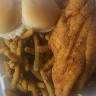 Red snapper platter w/fried Green beans.. YUMM