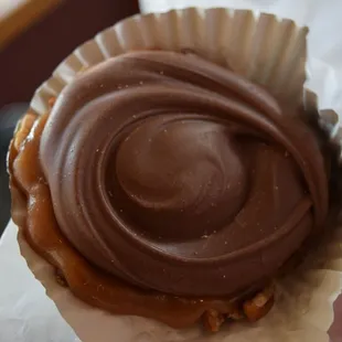 Delicious milk chocolate turtle