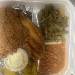 Fish pintos  greenbeans