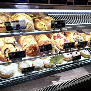 a variety of pastries on display