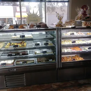 Cake and cookie case (most cake prices are $10.95 for a large slice or $5 95 half &amp; cookies are 3 for $1)