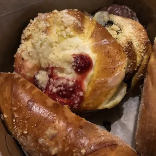 Cheese and fruit pastry. Poppy seed pastry