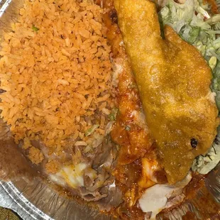 L. Shredded Beef Taco &amp; Cheese Enchilada $14.49 (Lunch special 11-4)