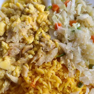 Ackee &amp; Saltfish w/ cabbage &amp; yellow rice