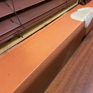 a broken window sill