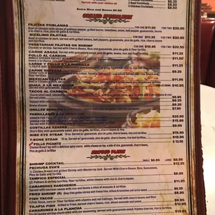 sushi and sashimi, menu