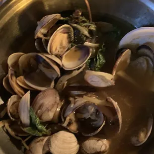 The clams were not great. Small in size and the broth was not very tasty. I would try other items on the menu and skip this one.