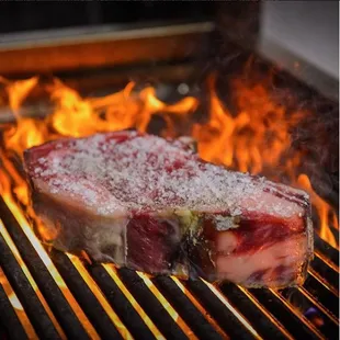 40-day Dry Aged Rib Eye on our wood fired grill