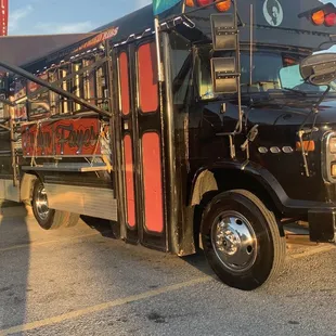a bus parked in a parking lot