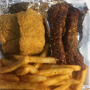 Catfish and rib combo