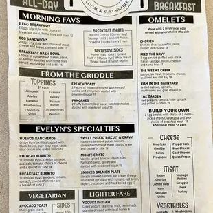 Menu - breakfast side, 2023