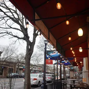 Outside of Evelyn's Pizza.