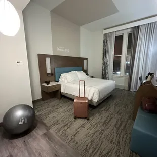 Large room with exercise equipment