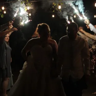 Sparkler send off on patio