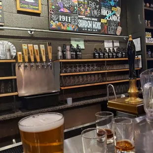 beer glasses on the bar