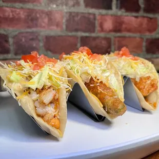 American Tacos. Shrimp, Fried Avocado or Fish Taco.