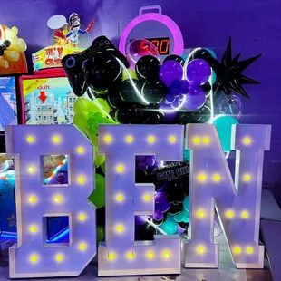 Gamer garland with marquee lights!