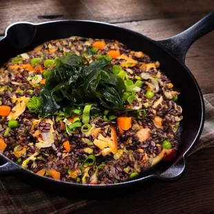 Salmon fried organic black &amp; brown rice