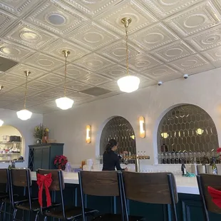 Inside - love the ceiling details