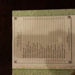 the menu
